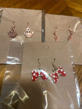 Red/White Polka Dot Bow Dangle Earrings Trio